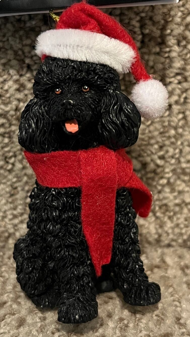 Black poodle holiday ornament - new!